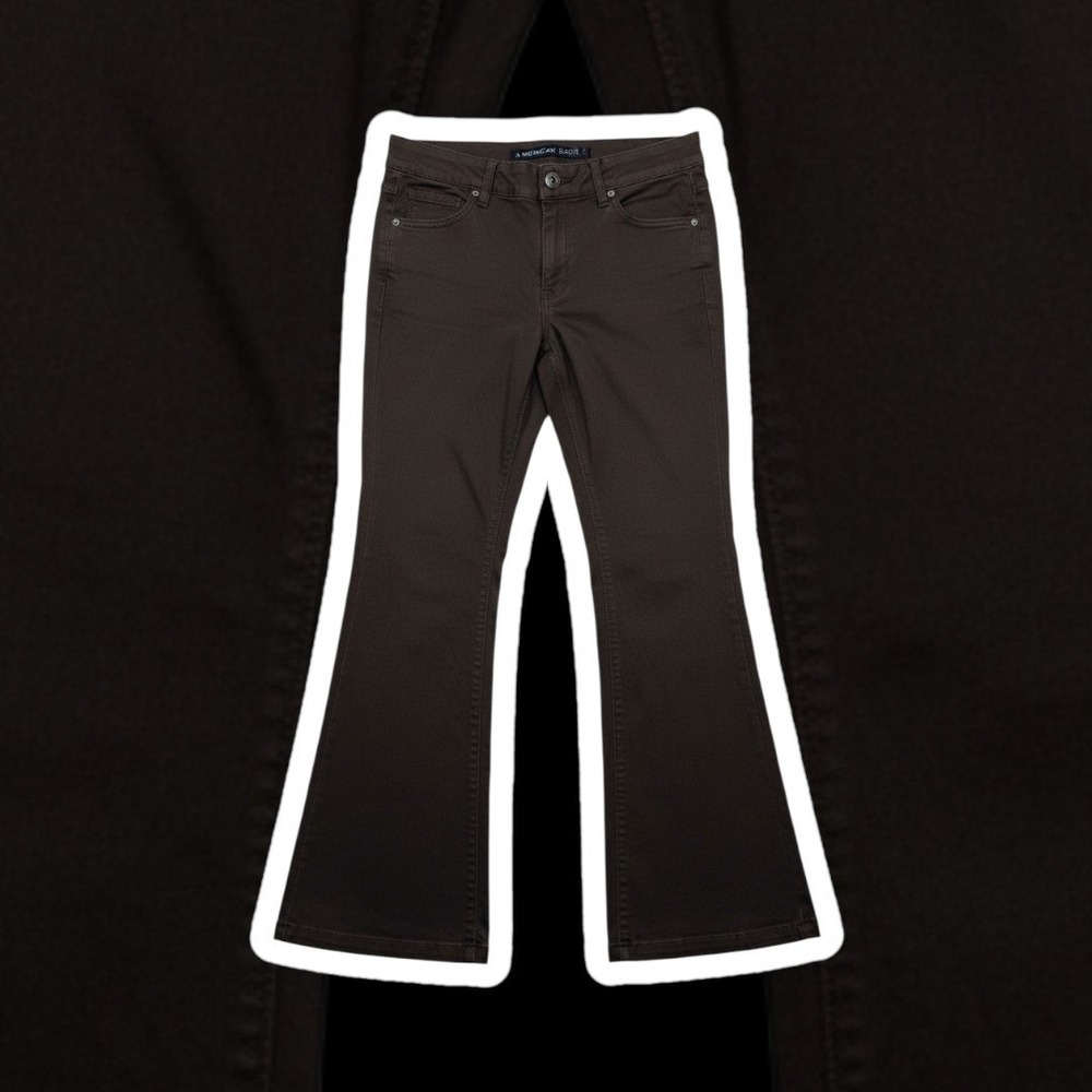 American Eagle Super Stretch Twill Flare Pants Womens 14 Regular Black Trousers